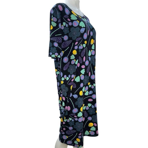 LulaRoe  Floral colorful Black, pink, blue, green Dress Short sleeved Size 2XL - Picture 5 of 7